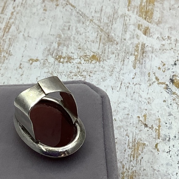 Carnelian and Sterling silver signed unisex ring. - Picture 4 of 7